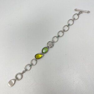 Lia Sophia Silver Tone Bracelet‎ With Green & Yellow Gemstones And Rhinestones